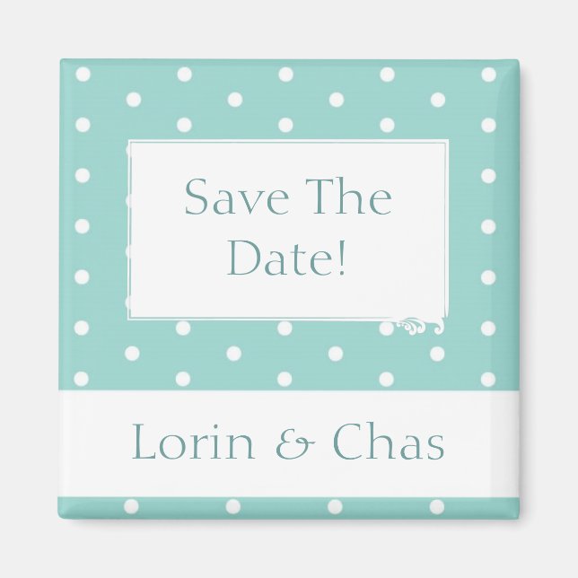 Robin's Egg Blue Smyckeskrin med polka dots Magnet (Framsidan)