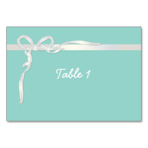 Robin's Egg Blue Smyckeskrin med White Ribbon Bordsnummer
