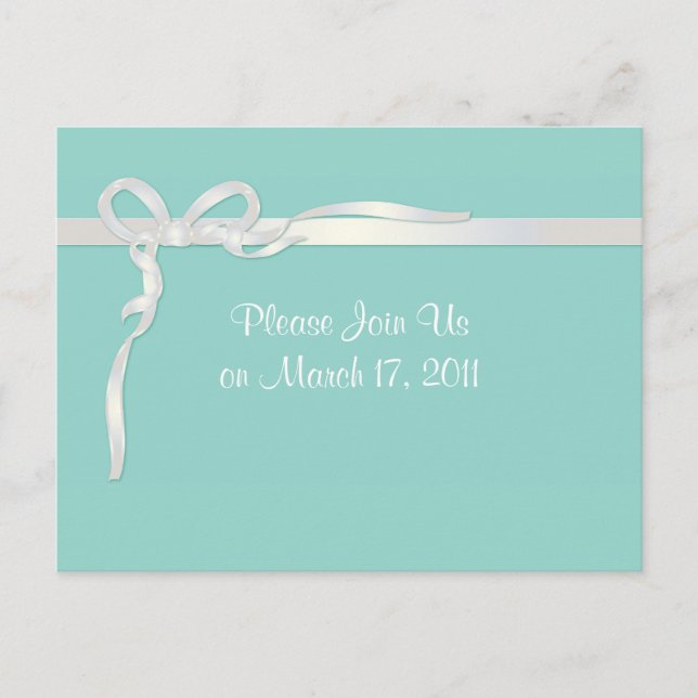 Robin's Egg Blue Smyckeskrin med White Ribbon Vykort (Framsida)