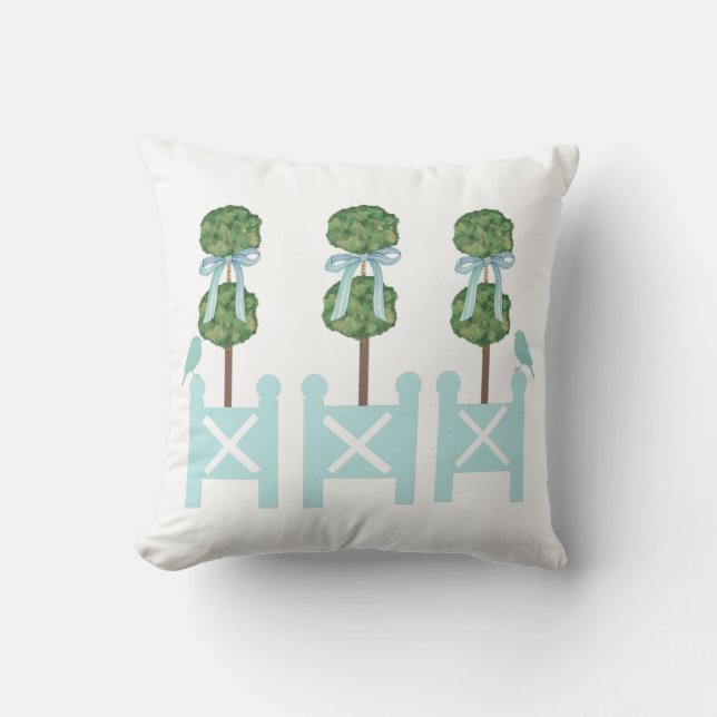 Robin's Egg Blue Topiary Bird Dekorativ kudde (Framsida)