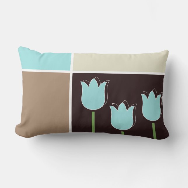 Robins Egg Blue Tulip Geometric Shape Brown Cream Lumbarkudde (Framsida)