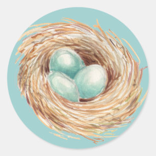 Robin's Egg Nest Blue Sticker Runt Klistermärke