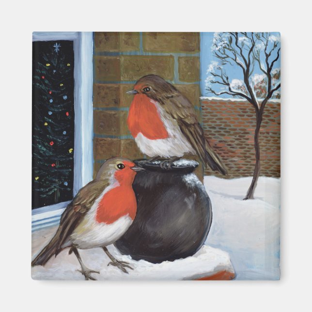Robins i snö magnet (Framsidan)