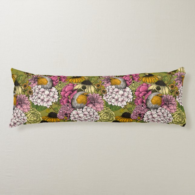 Robins i trädgården 2 kroppskudde (Framsidan)