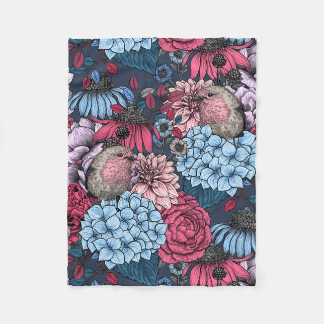 Robins i trädgården 3 fleecefilt (Framsidan)