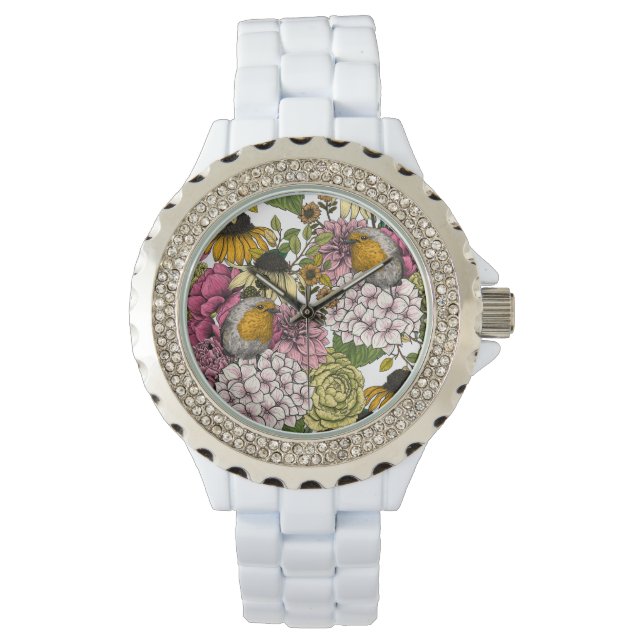 Robins i trädgården armbandsur (Framsida)