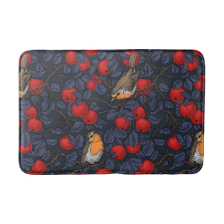 Robins in the apple tree/blue and red  badrumsmatta