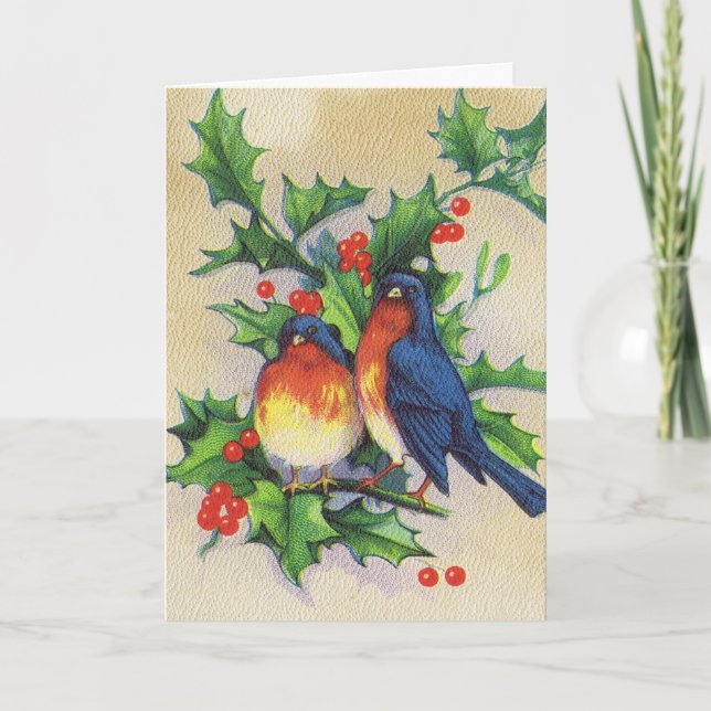 Robins & järnekjul helgkort (Framsida)