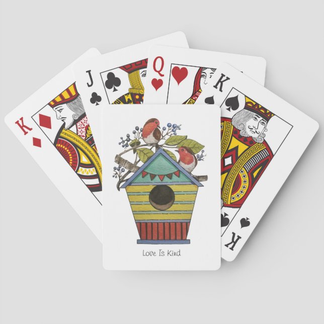 Robins med blåbär och fågel casinokort (Baksidan)