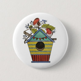 Robins med blåbär och fågel knapp