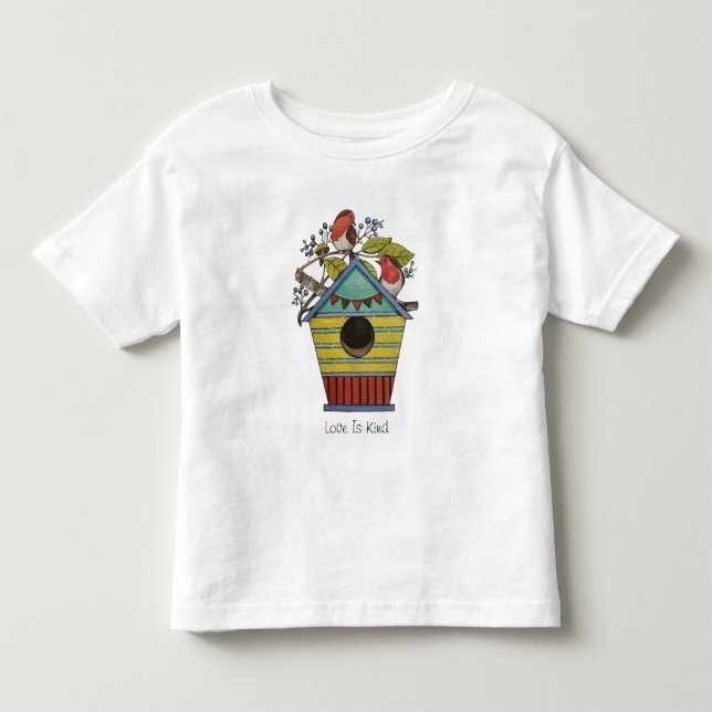 Robins med blåbär och fågel t shirt (Framsida)