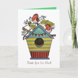 Robins med blåbär och fågelkonst kort