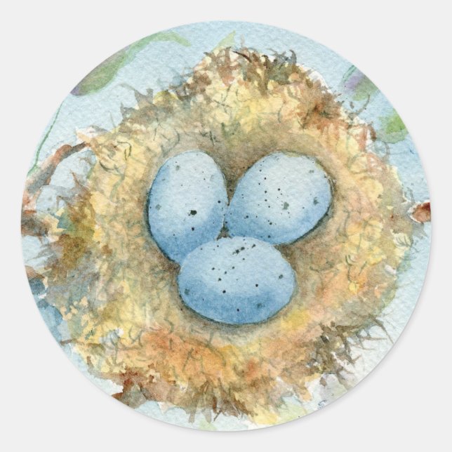 "Robin's Nest" Rund fästare Runt Klistermärke (Framsida)