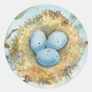 "Robin's Nest" Rund fästare Runt Klistermärke