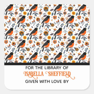 Robins och Flowers Fyrkantigt Klistermärke