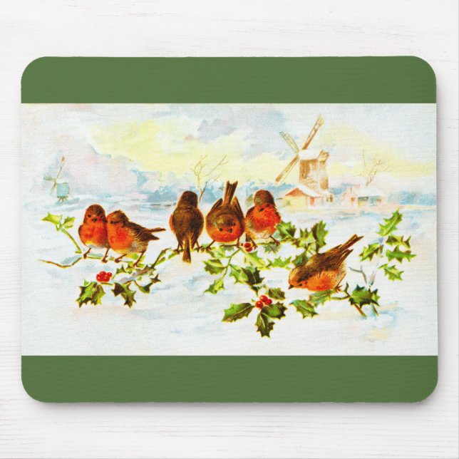 Robins och holly musmatta (Framsidan)