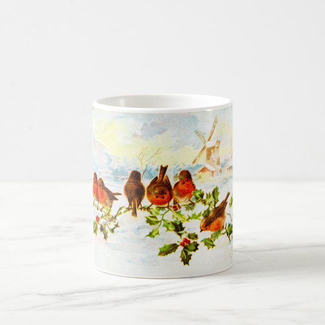 Robins och järnek kaffemugg (Center)