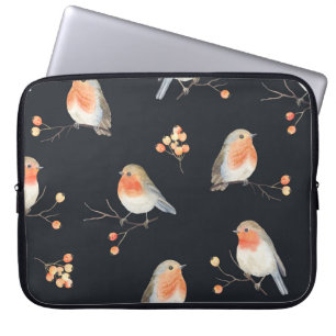 Robins, rowbär, vintervattenfärg mönster. laptop fodral