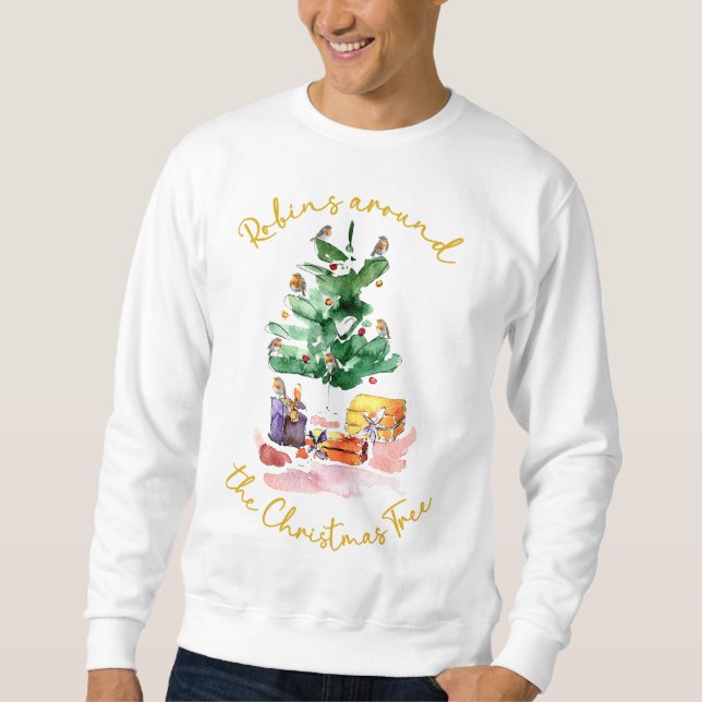 Robins runt Julgran Sweatshirt (Framsida)