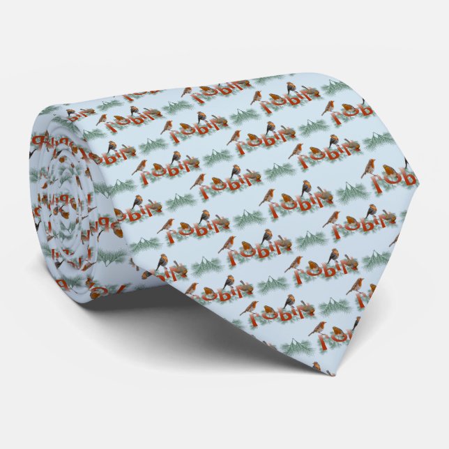 Robins Struktur Tie Dubbla Sided Print (ljusblå) Slips (Rullad)