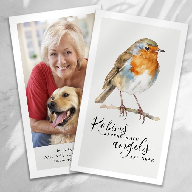 Robins visas i Änglar nära minneskort Visitkort (Skapare uppladdad)