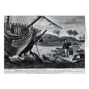 Robinson Crusoe som bort bär Hälsningskort