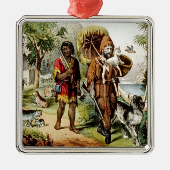 Robinson och Hans Man Fredag Julgransprydnad Metall (Framsidan)