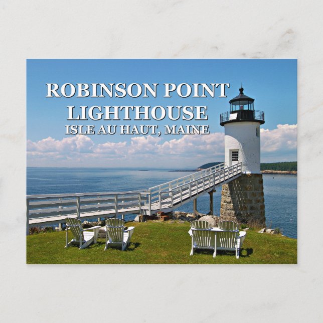 Robinson Point Lighthouse, Maine Postcard Vykort (Framsida)