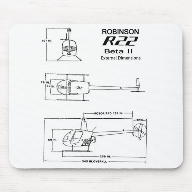 Robinson R22 Mousepad Musmatta (Framsidan)