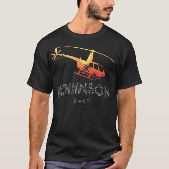 Robinson R44 Helicopter Helo Aviation Aviator T Shirt (Framsida)