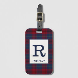 Robinson Tartan Navy Blue and Red Play Mönster Bagagebricka