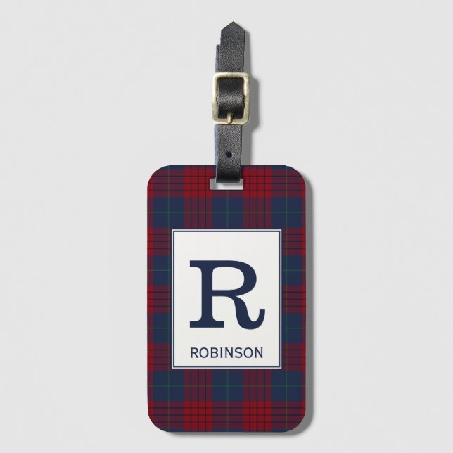 Robinson Tartan Navy Blue and Red Play Mönster Bagagebricka (Framsida vertikal)