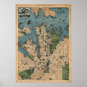 Robinsons karta av Sydney, NSW (1922) Reprint Poster