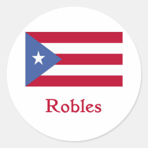 Robles Puerto Rican Flagga Runt Klistermärke