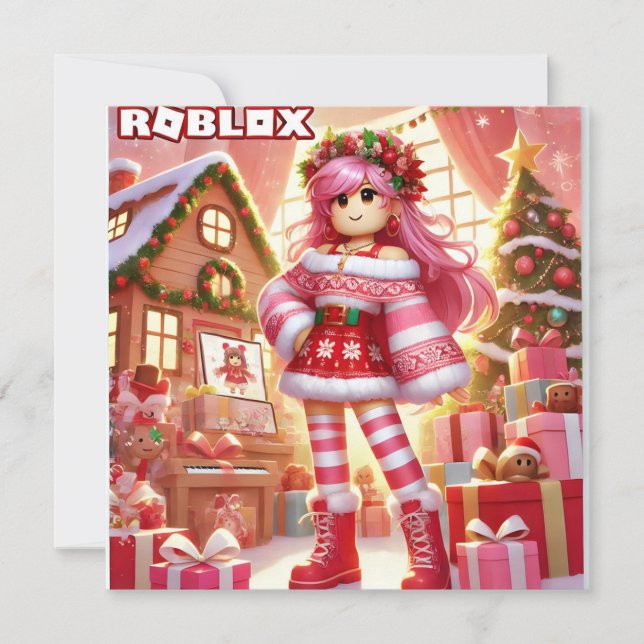 Robloxos Rosa julkort för flickor (Framsida)