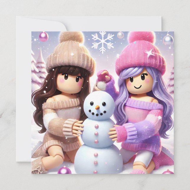 Robloxos Söt Girls-julkort Julkort (Framsida)