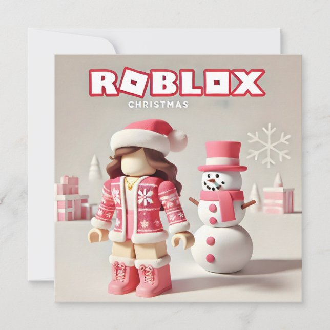 Robloxos Söt Rosa julkort för flickor (Framsida)