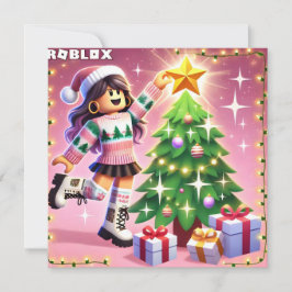 Robloxos Tonåring Girls Rosa-julkort Julkort