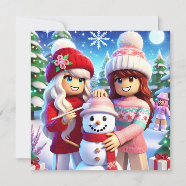 Robloxos Tonåring Girls Söt-julkort Julkort (Framsida)