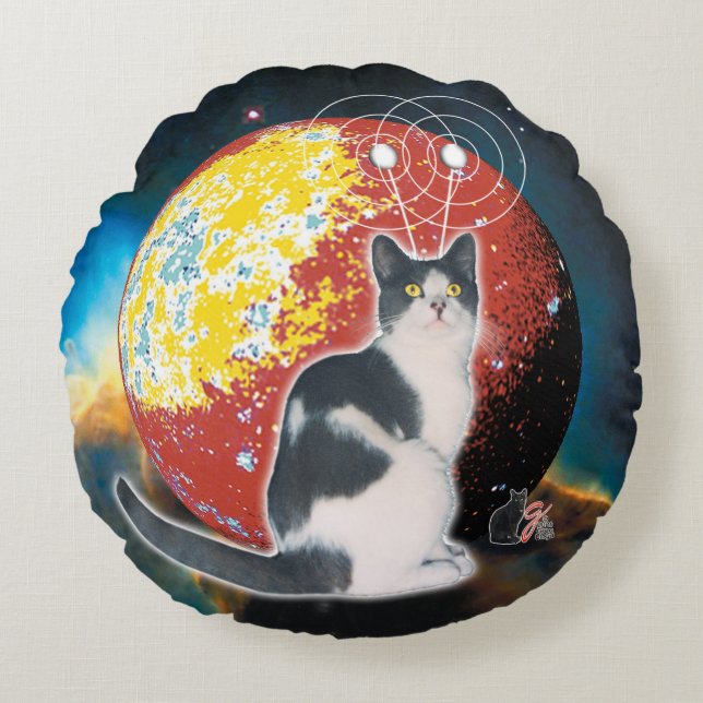Robo Cat Hobo Rund Kudde (Framsidan)
