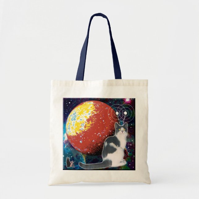 Robo-Cat Hobo Tote Bag Tygkasse (Framsidan)