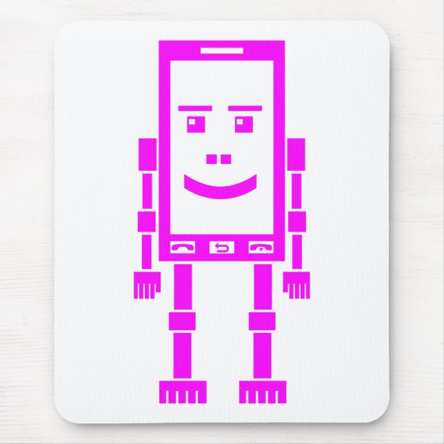 Robo Mobil - Magenta på White Musmatta (Framsidan)