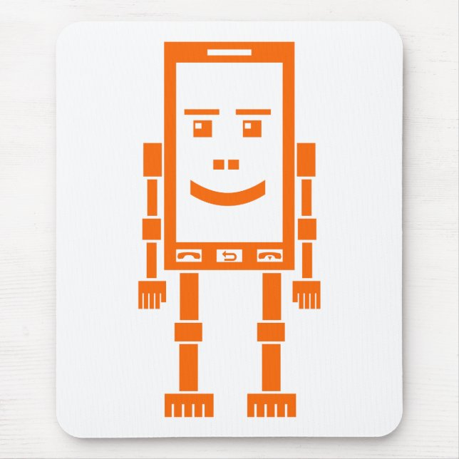 Robo Mobil - Orange på White Musmatta (Framsidan)