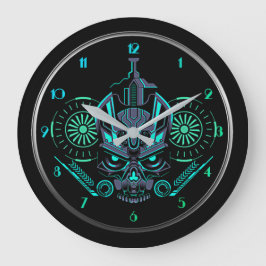 Robo Skull Round Stor Klocka