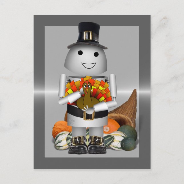 Robo-x9 Celebrates-Thanksgiving Helg Vykort (Framsida)