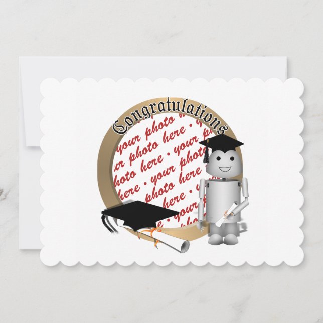 Robo-X9 Robot Studenten Photo Ram Inbjudningar (Framsida)