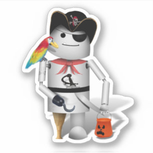 Robo-x9 Robotpirat Halloween Klistermärken