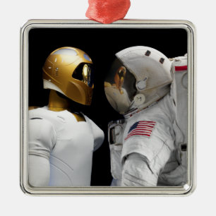 Robonaut 2, ett fingerfärdigt, julgransprydnad metall