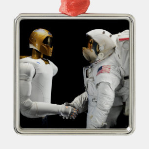 Robonaut 2, ett fingerfärdigt, julgransprydnad metall