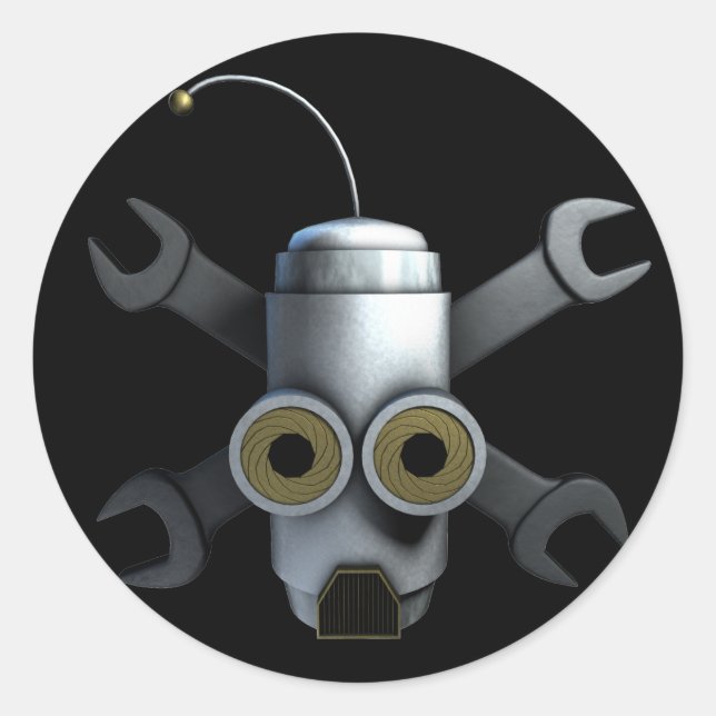 RoboPirates Runt Klistermärke (Framsida)